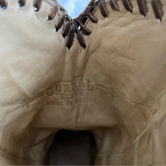 CORRAL Leather Laced Studded Embroidered Snip Toe Cowgirl Boots R1217 western - Picture 7 of 11